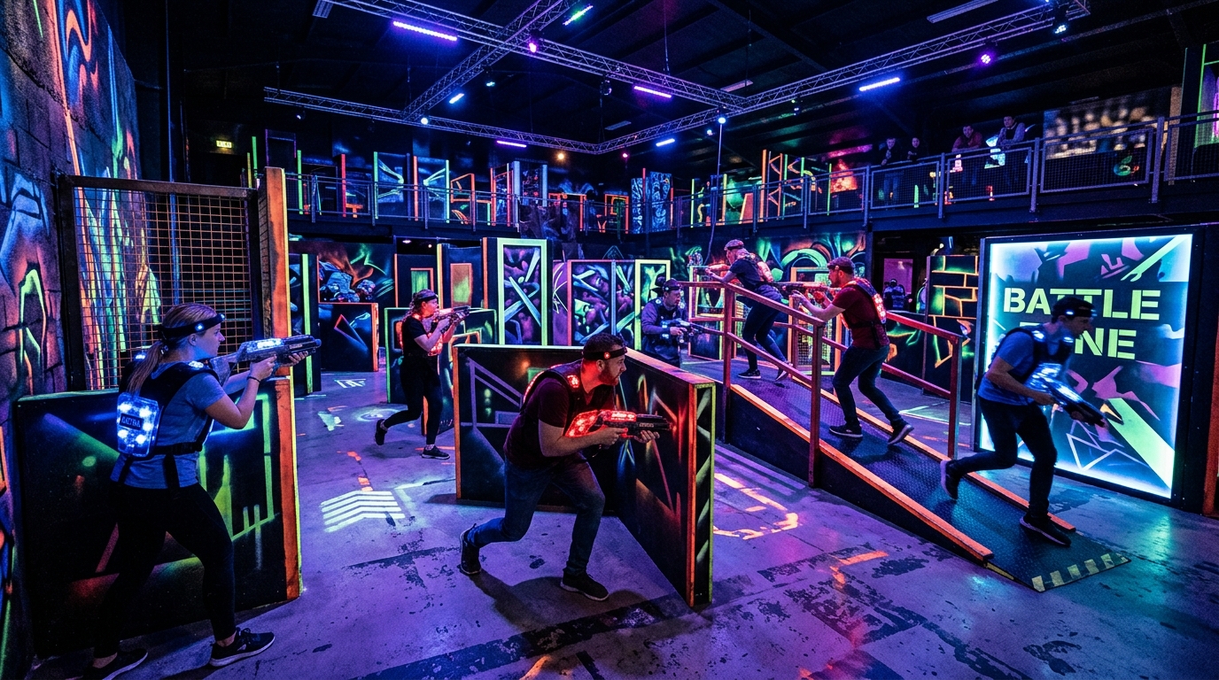 Team Building Corporate team building group at Skinny Dogz Ogden laser tag arena event