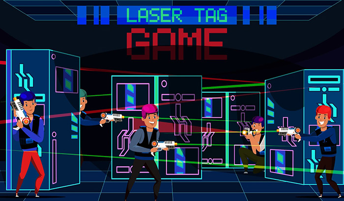 Image Cartoon-style laser tag game. Enjoy laser tag birthday parties, games, and adventures